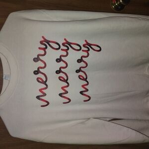 White 'Merry' Graphic Sweatshirt